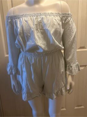 Fashion to Figure Soft Light Blue Off-Shoulder romper
